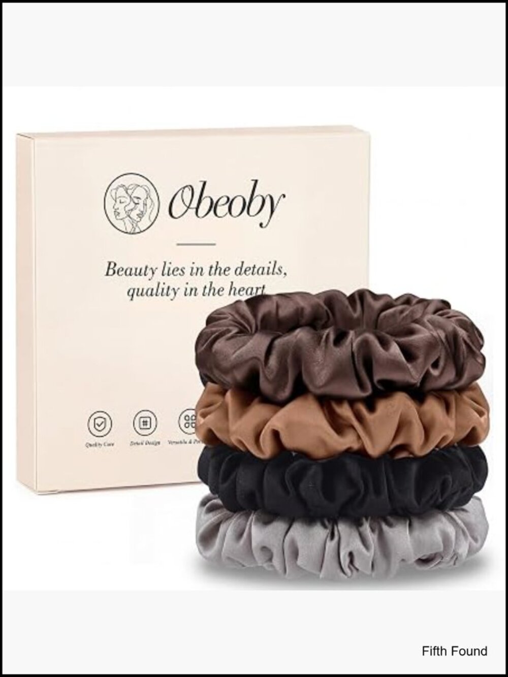 100% Mulberry Silk Hair Ties, 4 Pack Skinny Silk Scrunchies No Damage